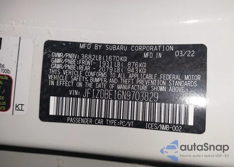 2022 Subaru Brz Limited из США, поврежденный, VIN JF1ZDBE16N9703829